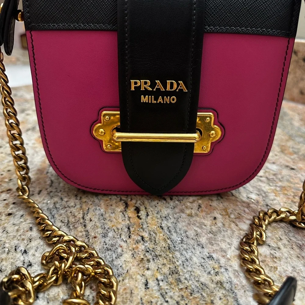 Pink and Black Leather PRADA Crossbody Bag - Picture 6 of 10